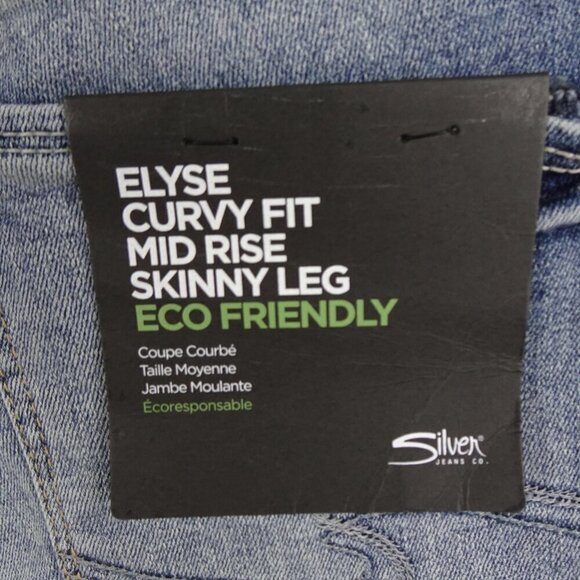 Silver Jeans Elyse Skinny Leg Women's Plus Size 24 Blue Denim Stretch Distressed - Picture 7 of 12